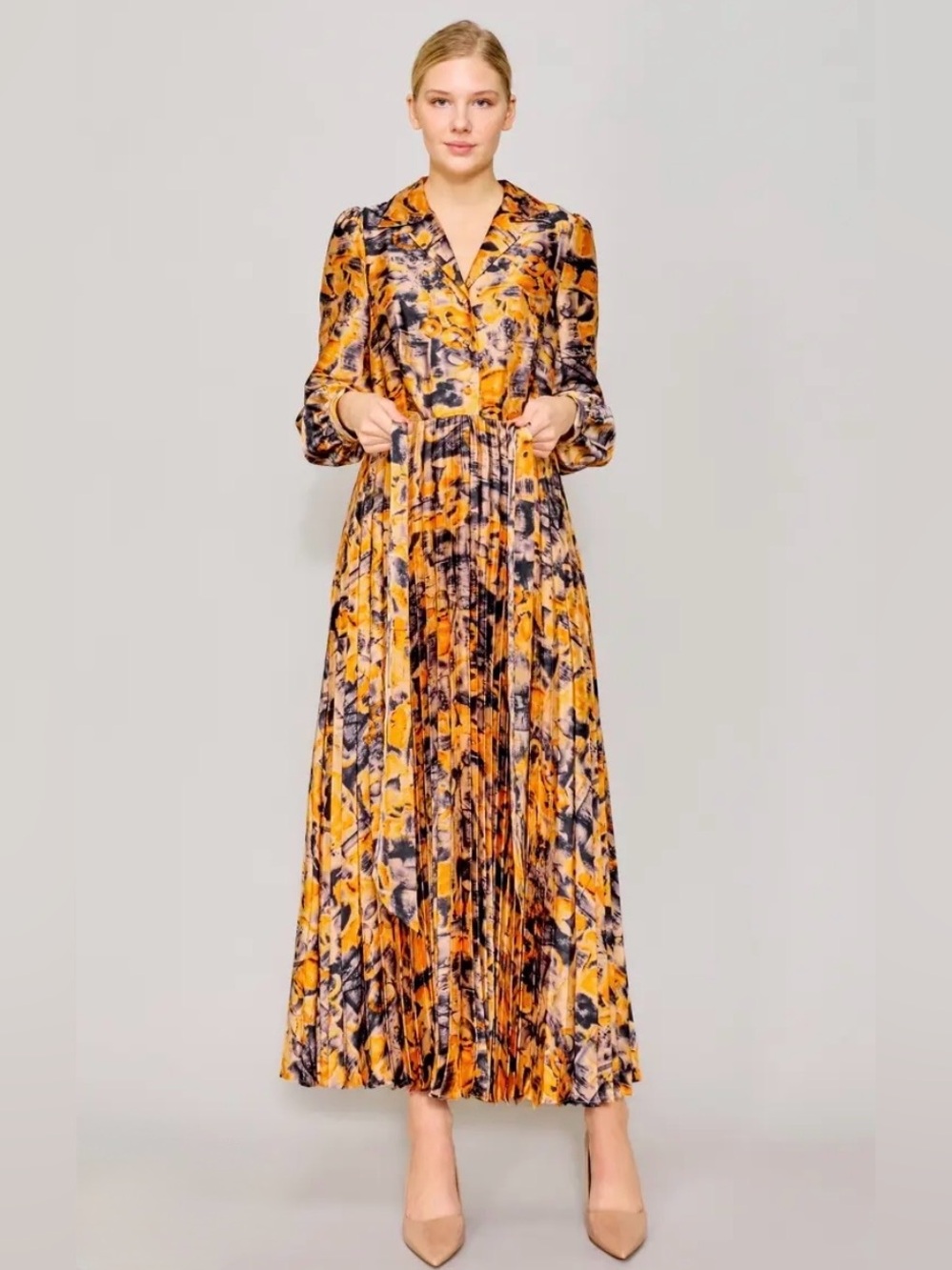 Melloday Long Sleeve Midi Dress with Pockets size Medium.